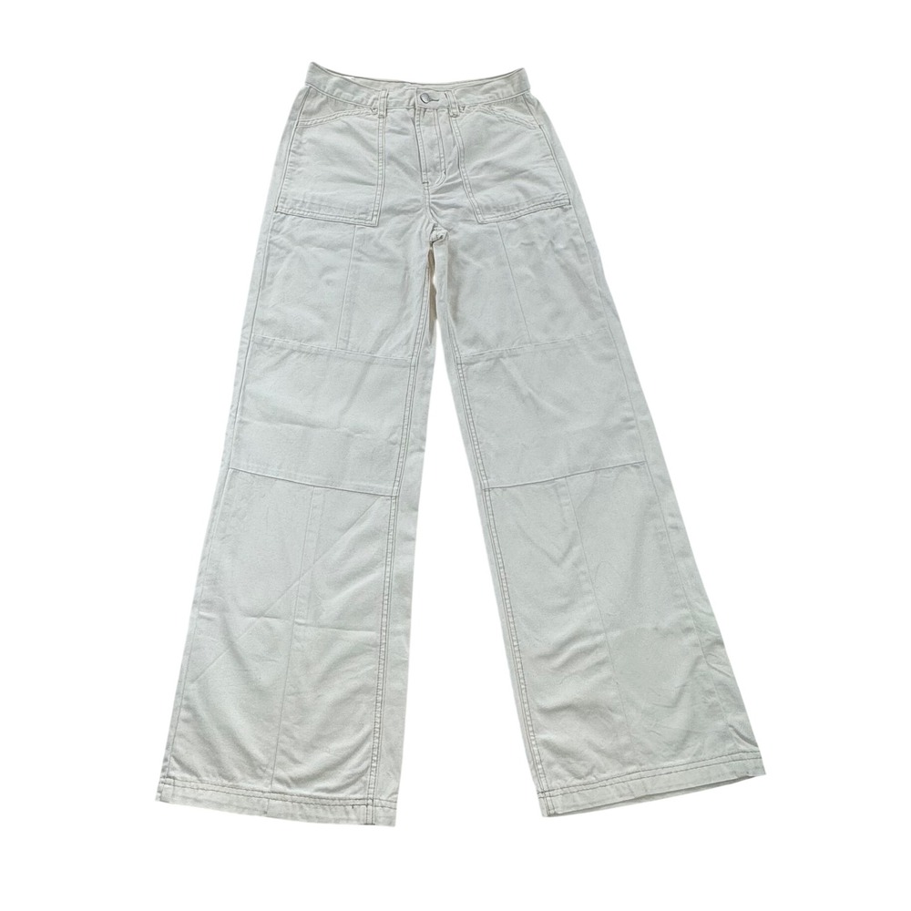 PacSun Carpenter Pants Womens 26 Cream Baggy Wide Leg Pacific Sunwear Utility